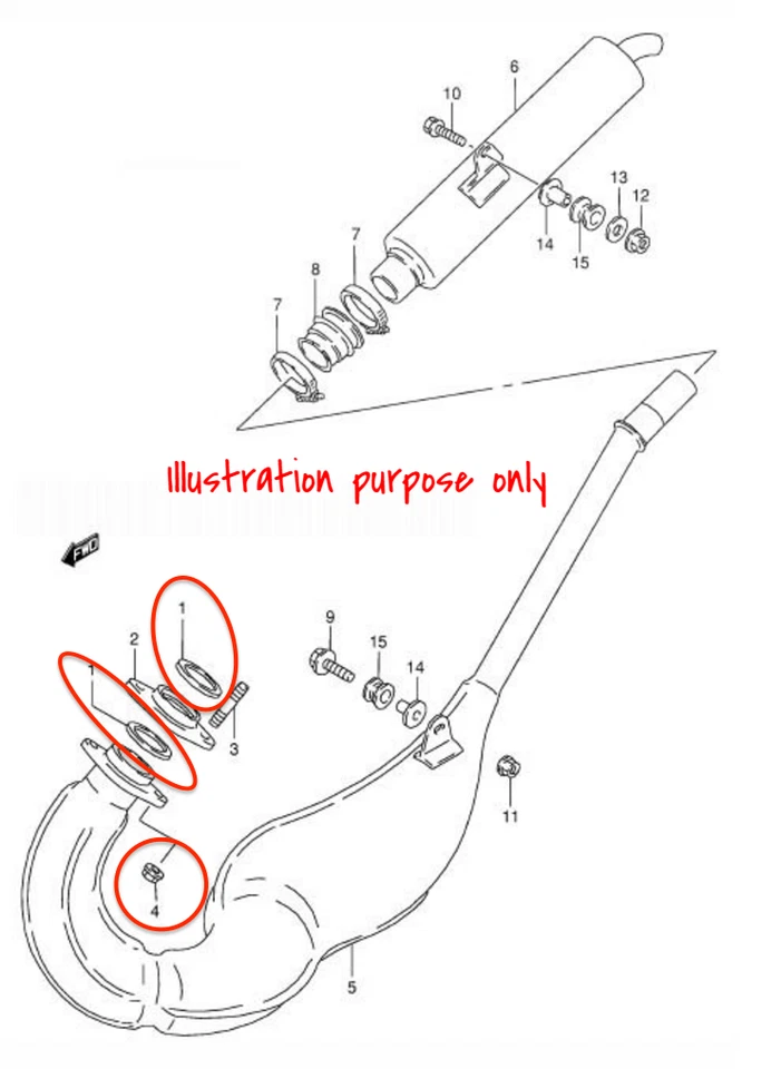 Juego de reparación de juntas de colector de escape Suzuki RG125F Gamma 1992-1994 (juego completo) Foto 2 de 2