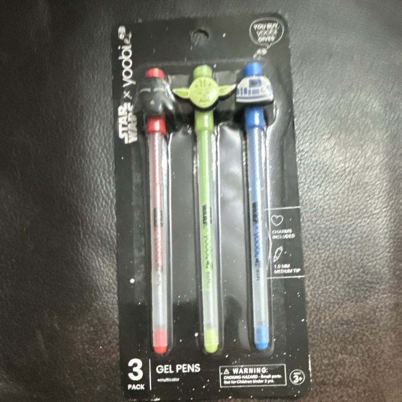 Yoobi Star Wars Gel Pens 3-Pack Red Green Blue Darth Vader Yoda R2-D2