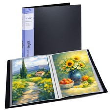 11x14 Art Portfolio Folder with 24-Pocket Plastic Sleeves Binding Organizer Case
