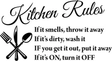 Blinggo Black 22" X 13" Kitchen Rules Art Home Mural Décor 22 X 13, 