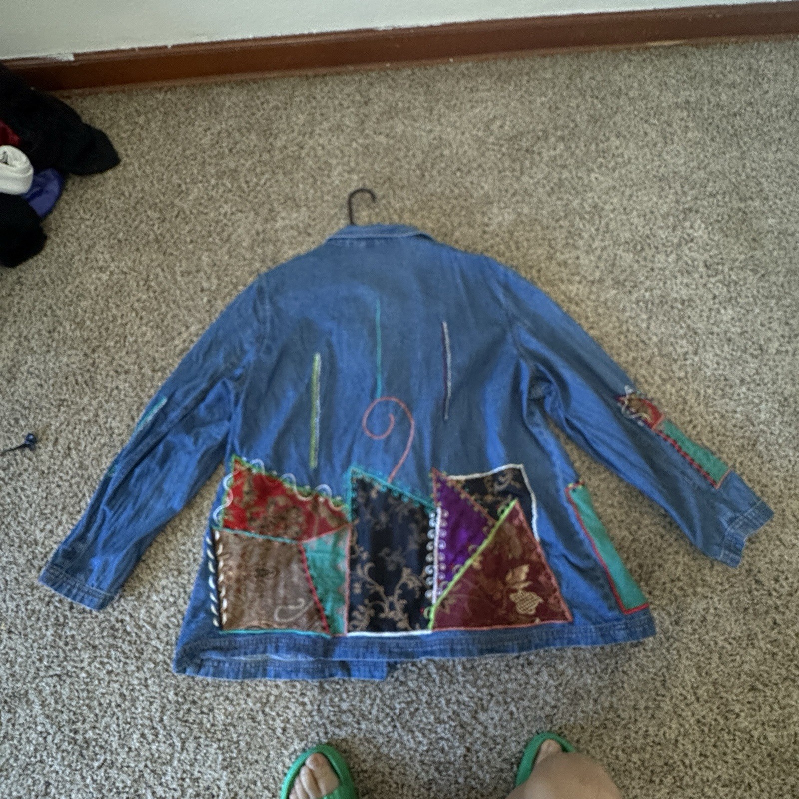 Indigo Moon Denim Patchwork Jacket Boho Artwear W… - image 2