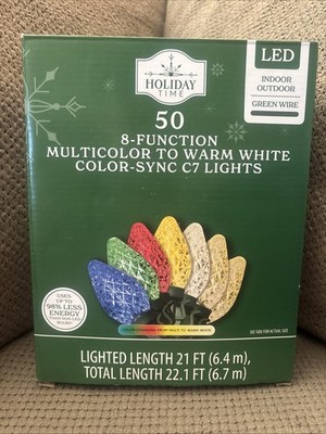Holiday Time 50-Count 8-Function Multicolor to Warm White Color-Sync LED C7