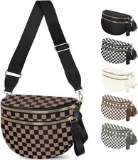 Bum Bag Checkered Crossbody Bags Fanny Pack Purse with Anti-theft Pocket Adjus