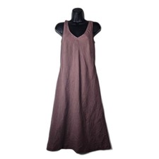 VTG Speigel Linen Shift Dress Sz 4 Dusty Purple Midi Summer Minimalist Natural