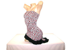 New Stripper Exotic Dance Red Leopard Mid Length Ruffle Dress S/M Stripperwear