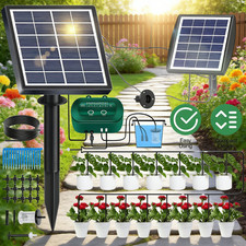 Automatic Solar Funtain Drip Irrigation System Kit+Plant Watering Timer Set Lawn