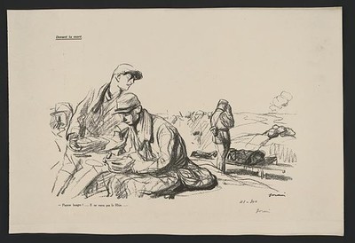 Photo:Devant la mort. Pauvre bougre !... Il ne verra pas le Rhin...