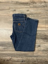 Mens Carhartt Relaxed Fit Denim Jeans B17 Darkstone 33x31.5 Workwear Cotton