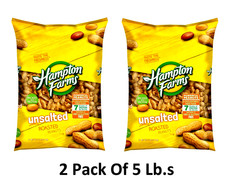 2 PACK Hampton Farms Unsalted In-Shell Peanuts 10 lbs. TOTAL - FAST SHIPPING