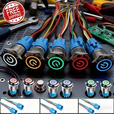 16mm/0.63'' Waterproof LATCH ON/OFF Stainless Steel Push Button Switch 12V LED