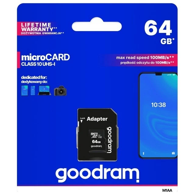 Goodram Memory Card M1aa Microsd Hc 64b Classe 10 Per Samsung Galaxy M52 5g M526 - Immagine 3 di 3