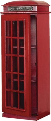 Wooden Telephone Room Storage Unit Vintage London Booth 2 Shelf Storage Cabinet