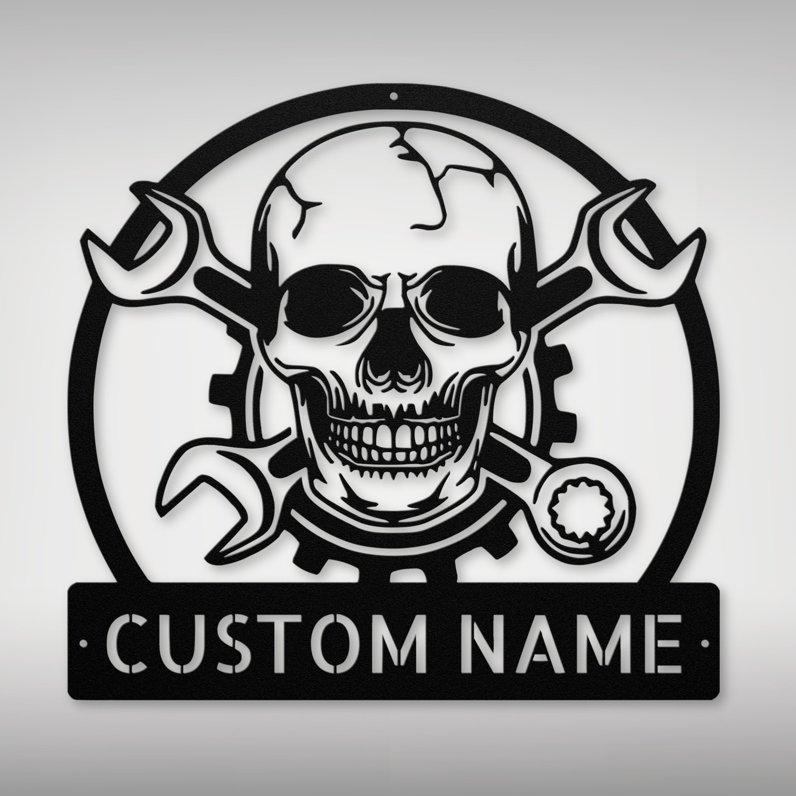 Personalized Skull Mechanic Metal Sign Custom Gift for Home Office Decor Durable