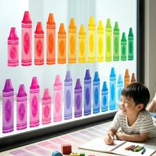 DECOWALL Colour Crayon Window Clings Reusable Waterproof (CDS9-9007)