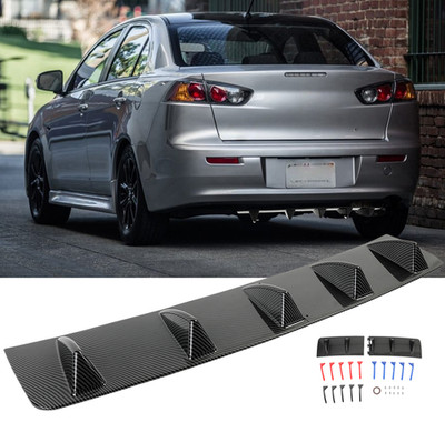 For Mitsubishi Lancer Rear Bumper Diffuser 5-Fins Spoiler Lip Splitter Carbon 