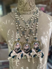 Gypsy South Navy Santa Portrait Necklace