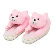 Women's Men's Cute Bear Slippers,Fuzzy Animal Indoor 11-13 Women/10-12 Men Pink