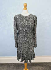 Boden Flippy Mini Dress Size 12 Black Dotty Daisy Ditsy Boho Floral Casual