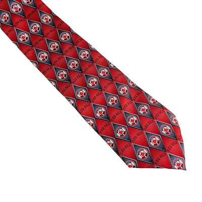 Boston Red Sox MLB Baseball Men s Silk Necktie Red Gray Diamond Eagle Neckwear