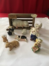 Lot of 8 Ceramic Resin Pig Figurines