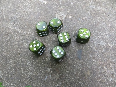 Würfelset 6x W6 16 mm Weible dunkelgrün - Knobel / Kniffel / Rollenspiel
