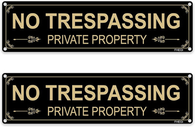 2-Pack Private Property No Trespassing Signs 12X3 Inch Rust Free Aluminum Easy t