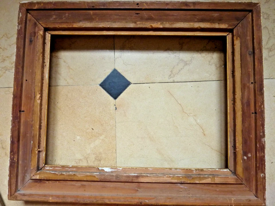 Cadre ancien bois et stuc doré mouluré fin XIXe à restaurer - Photo 3/3