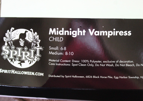 Spirit Halloween Girls Black White Midnight Vampiress Dress Choker Size S (6-8) - Picture 15 of 16