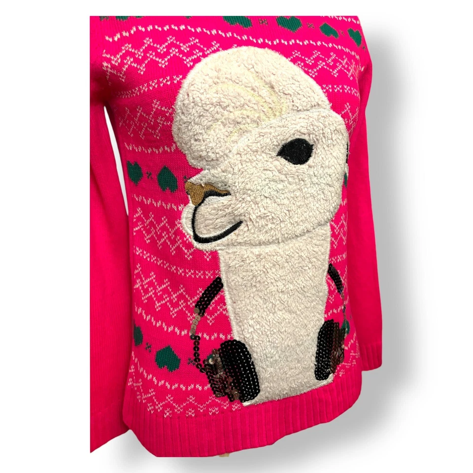 Suéter Total Girl Rosa Brillante Tejido Llama Auriculares Bling Hearts Talla XL 16 Foto 4 de 4