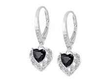 Aretes Corazon Zirconia Negra PLATA .925 HECHO EN MEXICO