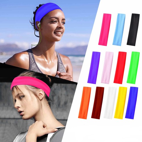 Sweatband Hairband Sport Sweat Headband Yoga Gym Stretch Unisex Head Band Tennis - Picture 4 of 4