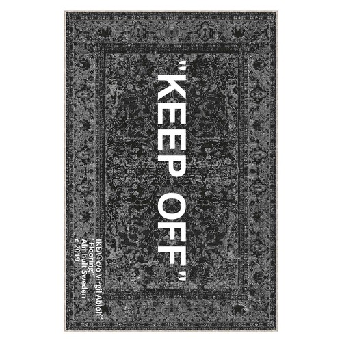 Keep Off Rug, Black and White Keep Off, Keep Off Decor Rug, Modern Art Rug - Picture 4 of 13