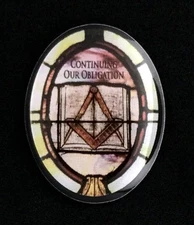 Masonic "Continuing Our Obligation" Stained Glass Motif Lapel Pin (MAS-OB)