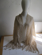 Vintage Pleated w/Fringe XL 70" x 20" Lightweight Scarf/Wrap RN 104113