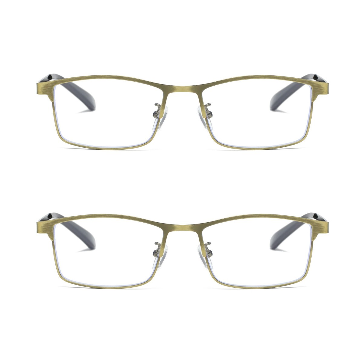 3 PK Brass Metal Frame Mens Reading Glasses Spring Hinge Blue Light Blocking Readers +1.00