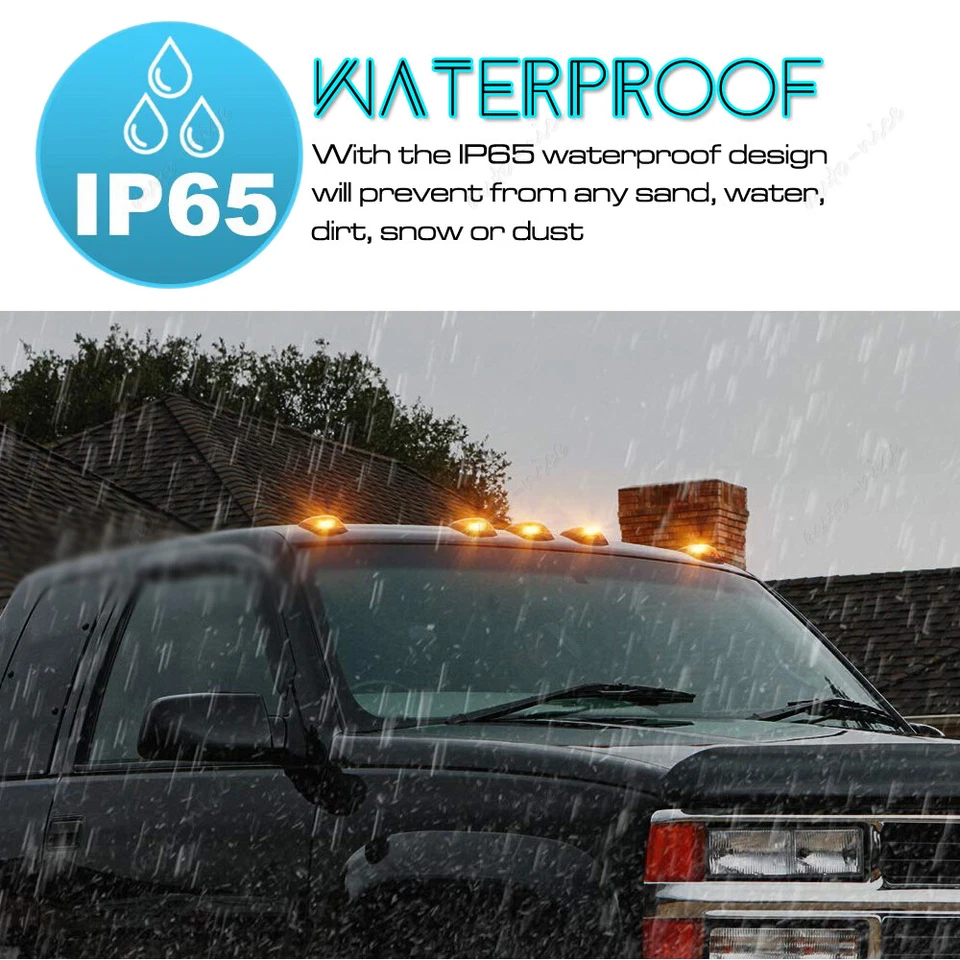 Kit de 5 luces de circulación de techo marcador cabina ámbar para Chevy GMC C1500 C2500 C3500 Foto 3 de 4