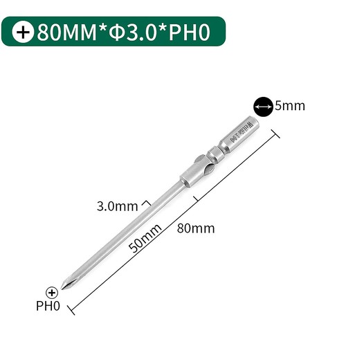 6mm Round Shank Magnetic Screwdriver Bit Phillips PH00 PH0 PH1 PH2 Long 50-150mm - Picture 49 of 55