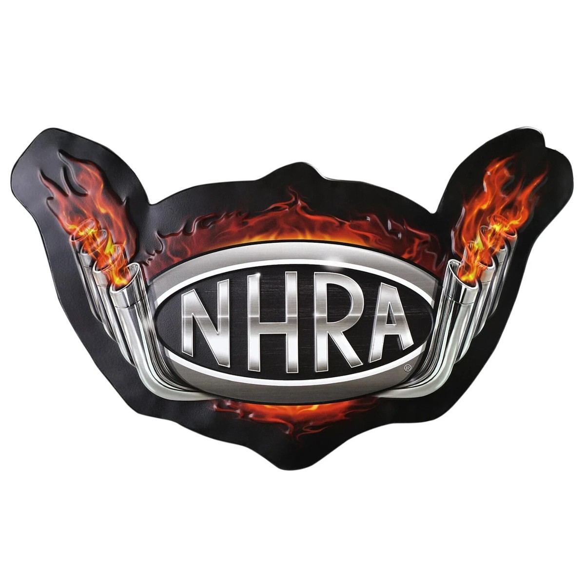NHRA Logo Flames & Racing Tailpipes Shaped & Embossed 17