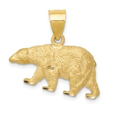 10K Yellow Gold Diamond-cut Bear Pendant
