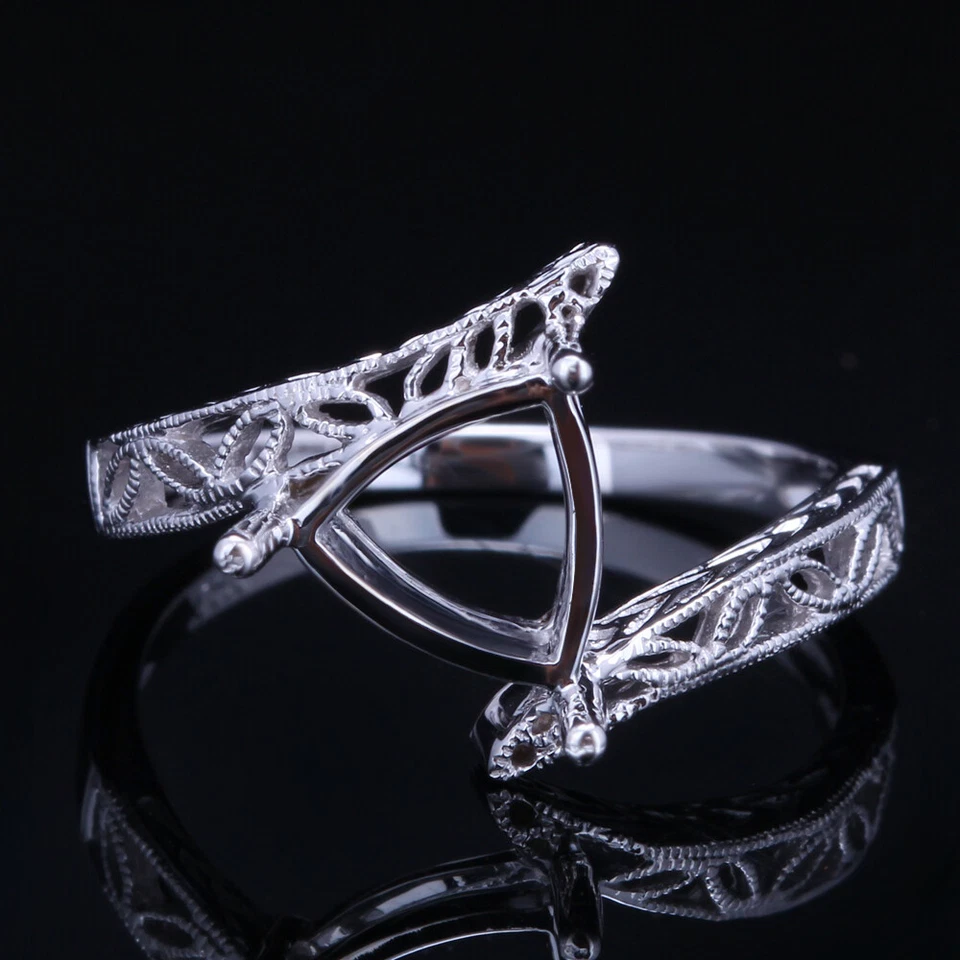 7x7-8x8mm Trillion Cut Semi-mount Setting Solid 10k White Gold Fine Ring Jewelry - Image 4 of 4