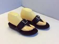 Aerosoles Trexpress Way Black Patent Wedge Heels Thong Sandals Size 7 M