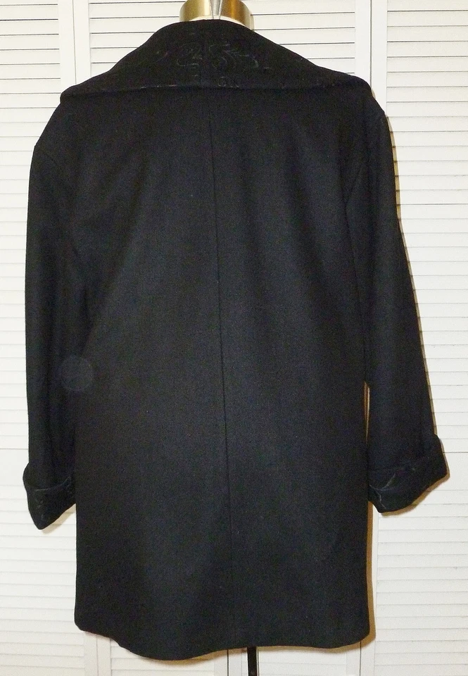 Beautiful Vintage 1980s Komitor Wool Coat Plus Size 1X Black Embroidered USA - Image 4 of 4