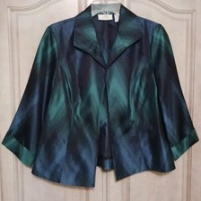 Chico's NWOT Shiny Teal 3/4 Sl. Open Dressy Jacket Size 1M-8-10