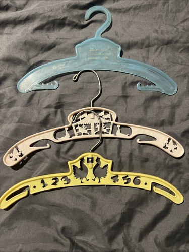 Vintage plastic baby hangers chickens circus Jack & Jill Shop Baby World