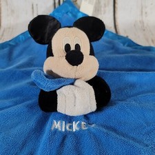 Disney Mickey Mouse Lovey Blue Satin Edge Rattle Crinkle Security Blanket