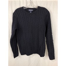 LAND'S END Women's Vintage Navy Cable Knit Sz M 10-12 - MADE IN JAPAN