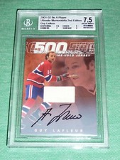 2001-02 BAP GUY LAFLEUR AUTO Jersey Patch 2/20 * BGS7.5 POP9 * 500 GOAL SCORERS