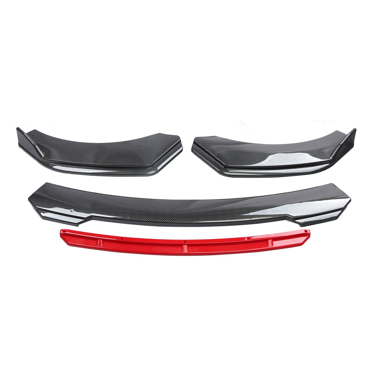 Front Bumper Lip Splitter & Strut Rods Kit – Red/Black For Subaru WRX STI Legacy Impreza