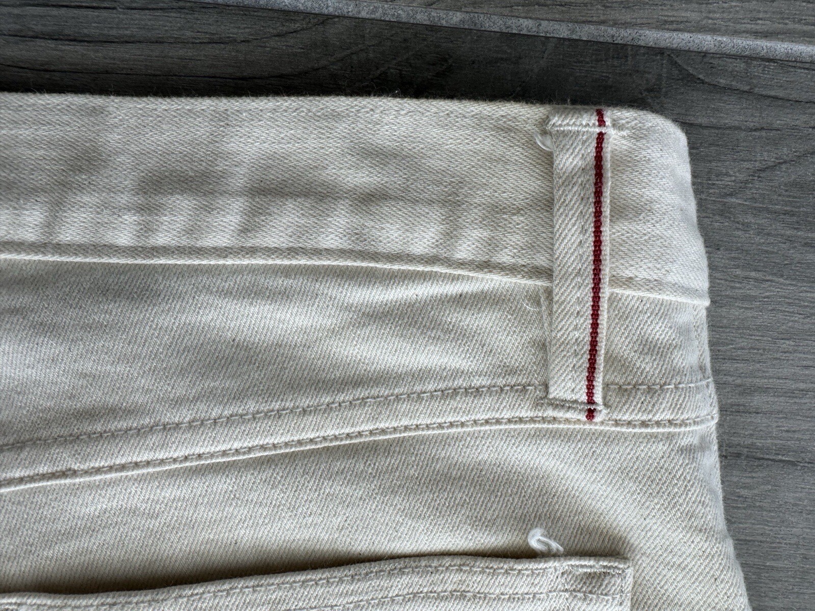 Gustin Off White Denim Selvedge Jeans 34 Raw