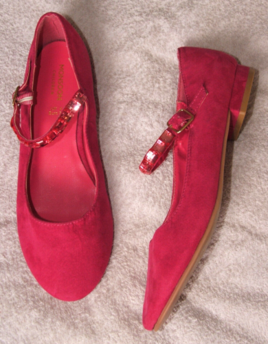 Monsoon Hot Pink Suede Mary Jane Ballerina Shoes Flats Womens Girls UK 4 / EUR37
